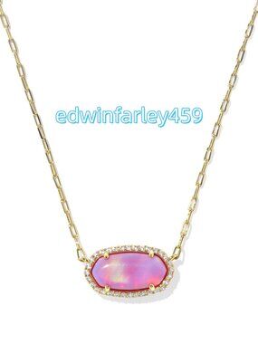 Elisa Pave Frame Gold Short Pendant Necklace